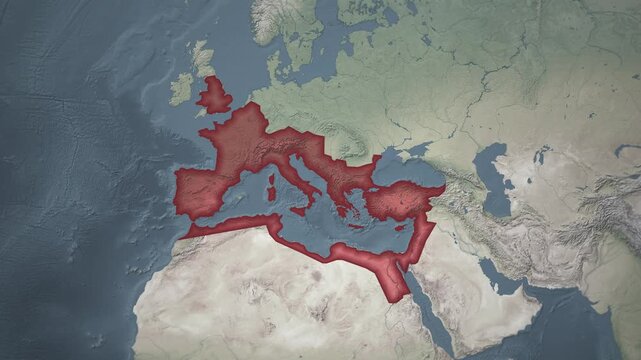 Roman Empire Map Animation around 300 AC