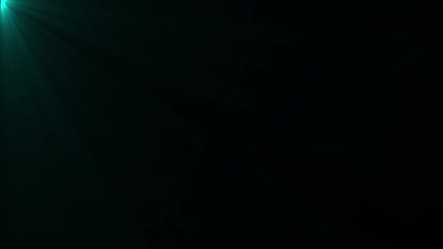 Abstract teal light rays emanating from corner dark background , Teal light ray and glowing energy beam concept, Futuristic digital atmosphere and radiant design.