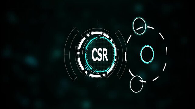 Futuristic csr interface digital technology abstract background , Corporate social responsibility and business ethics concept, Futuristic digital innovation and global sustainability.