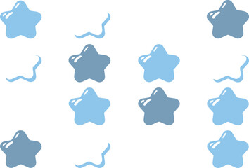 Fototapeta premium Blue star shapes and wavy lines on.
