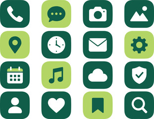 Fototapeta premium Collection of various mobile app icons.