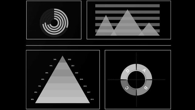 Business And Investment Data And Report Statistics, Animation With Graph Diagrams. Statistics, Financial Market Data, Analysis And Reports, Numbers And Graphs. Data And Report Statistics