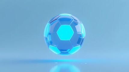 Fototapeta premium Floating blue geometric sphere in soft light