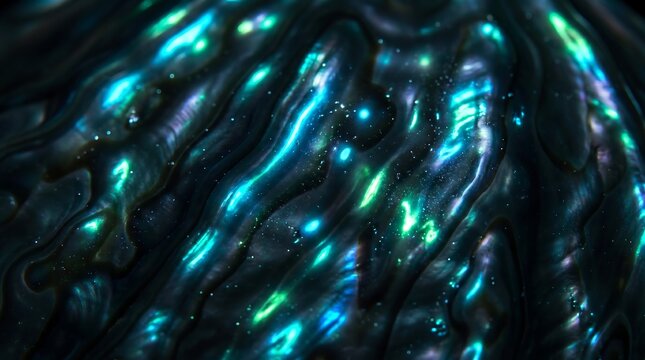 Dark iridescent abalone shell texture with teal highlights