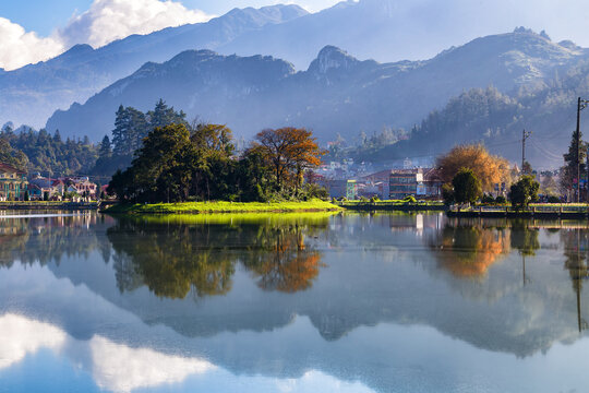 The lake in central of Sapa town, Lao Cai, Vietnam.