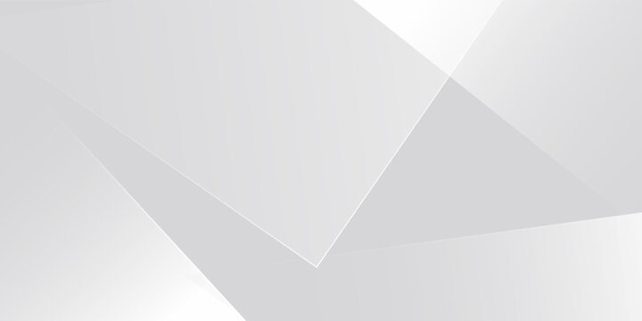 Abstract white and light gray geometric background with overlapping transparent shapes and subtle light reflection.