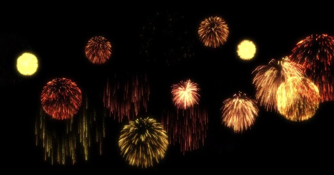 多数の花火が連続で爆発する、ループ映像