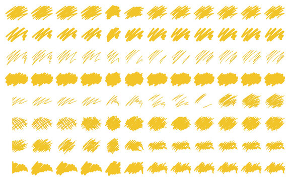 Highlighter Strokes Yellow Hand Drawn Marker Marks and Highlight Lines for Creative Design Vector Illustration