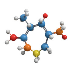 Obraz premium Colorful molecular model of a complex organic compound structure isolated on transparent background