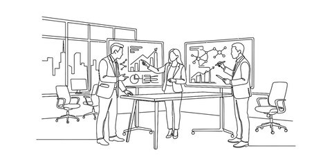 Obraz premium Business Professionals Collaborating in a Modern Office Meeting.