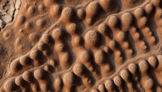 Full frame texture of repeating bumpy mineral nodules forming a natural grid