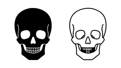 Obraz premium Minimalist Human Skull Icons Set In Black And White
