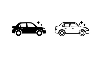 Fototapeta premium Clean Car Wash Service Vector Icon Set