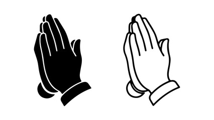 Fototapeta premium Praying Hands Gesture Icons Set for Religious Concepts