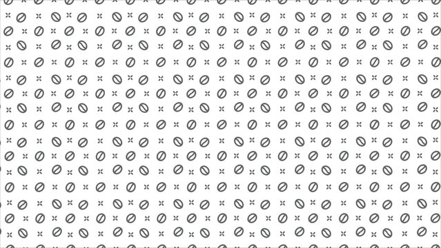 Minimalist coffee beans and plus symbol micro grid vector seamless pattern for cafe packaging.