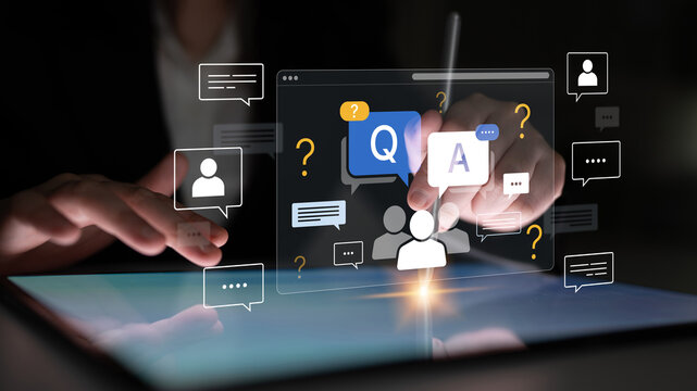 Interactive Online Q and A Session with Digital Communication Icons Displayed in a Virtual Environment for Engaging User Experience. Bitwise.