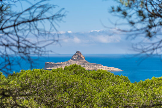 A view of a rocky island located in the northern coast of Tunisia