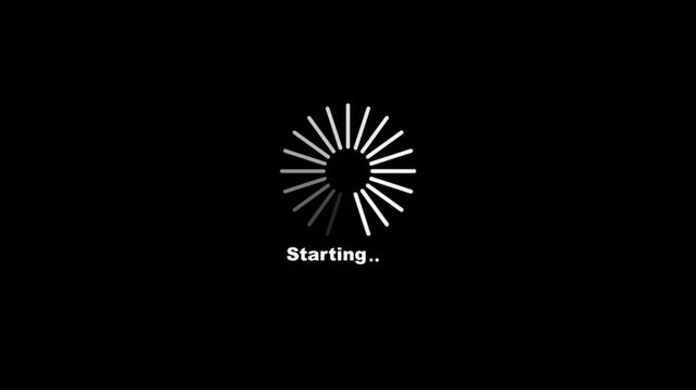 Starting Loading Spinner Animation on black Background, Circular Progress Indicator, Software Initialization, System Boot Process, Application Launch and Digital Interface Preloaded Concept.