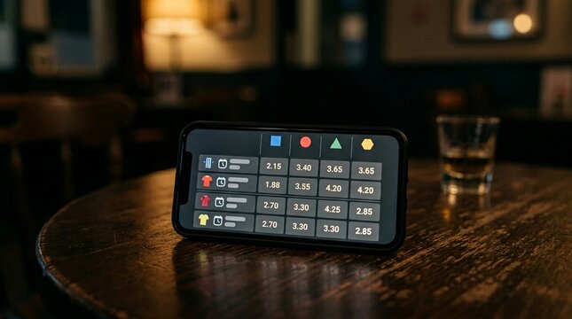 Odds Comparison Chart on Phone Screen Football Betting