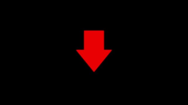 Animated arrow red color bouncing slide to down. Motion Graphic concept.