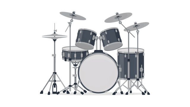 Drum set with cymbals and bass drum in a musical instrument arrangement