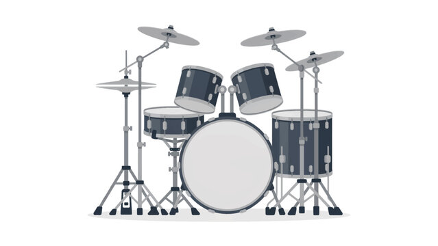 drum set with cymbals and bass drum in music equipment