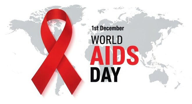 World aids day 1st december red ribbon awareness concept with awareness