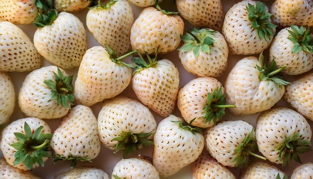 White Strawberry Background Pineberry Strawberry Fresh Ripe White Strawberries Background Close Up Organic Vegetarian Healthy Food Backdrop Macro Shot Top View