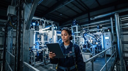 Fototapeta premium Industrial manufacturing technology in a modern factory setting