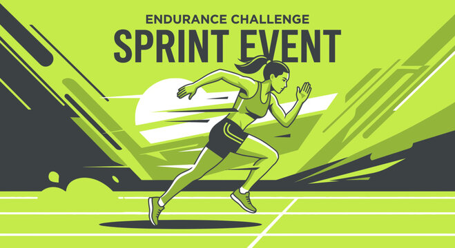Female Athlete Sprinting Fast At Endurance Challenge Event