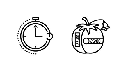 Fototapeta premium Time management concept with stopwatch and tomato technique timer icons for productivity and efficient work scheduling management stopwatch pomodoro