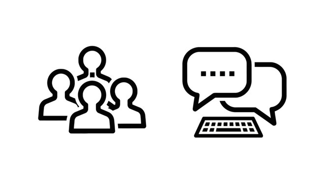Team communication and digital messaging collaborative icons with communication messaging collaboration business discussion keyboard dialogue