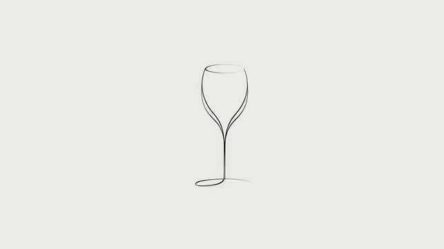 Centered, elegant wine glass illustration with a single continuous thin black line on white