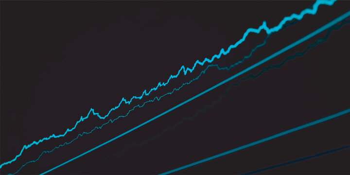Minimal Blue Uptrend Stock Market Line Chart with Financial Analytics, Investment Growth and Modern Finance Background