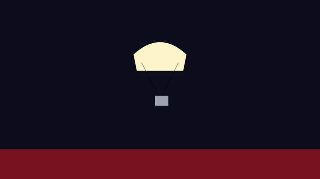 Minimalist parachute cargo drop animation, flat style delivery concept logistics shipping
