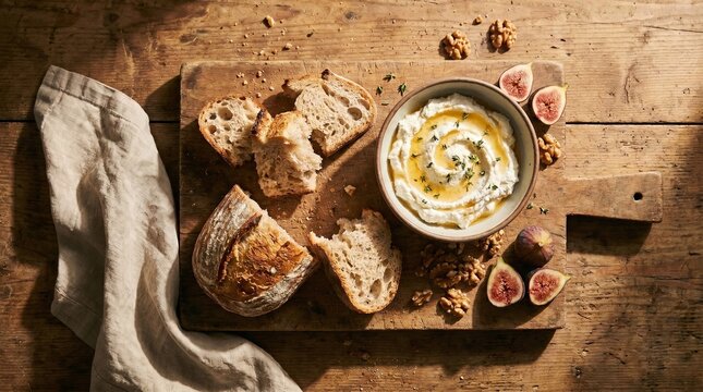 Sourdough bread with ricotta honey
