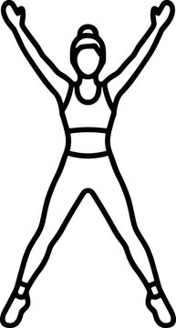 Woman Jumping Jack Exercise Icon Line Art Silhouette