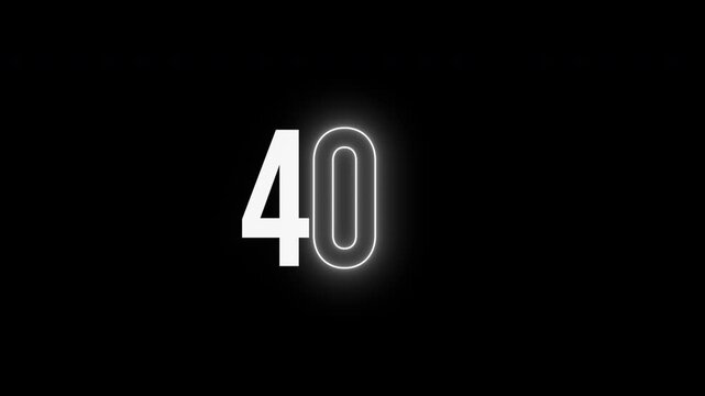 Futuristic sci-fi neon 40k text graphic bundle with 3 variant styles including glowing outline borders displaying the numbers on an isolated black screen