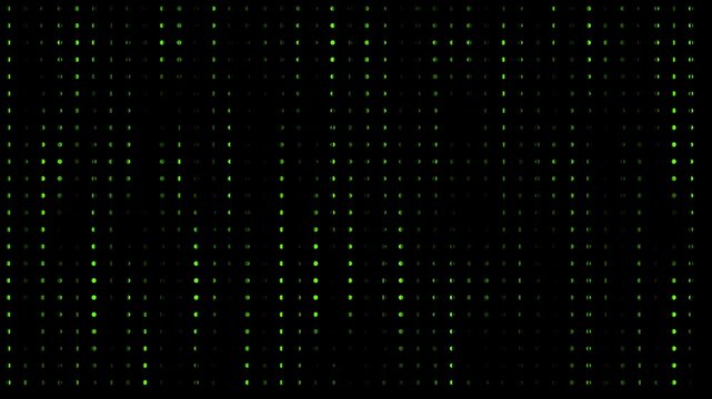 Green Binary Data Stream on Dark Digital Interface with Cybersecurity Matrix Background