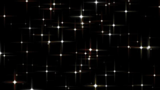 Magic light stars line effect with white glowing fairy sparkle burst, glitter sparkle shine stars line trail, white twinkling particles animation, fairy doodle stars,  black background. 4k video