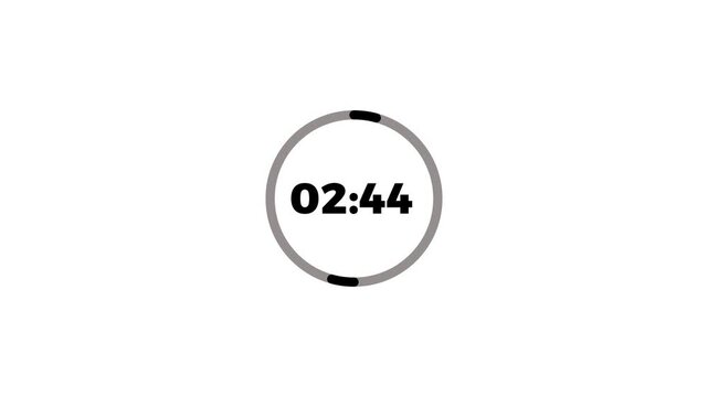 New digital countdown icon.Three minute to zero second countdown with round circle animation on white background.Abstract 03 minute to 0 second countdown icon.Countdown icon,timer icon.
