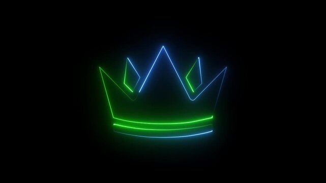 "Futuristic neon crown icon animation, glowing crown outline forming from light trails, smooth energy flow,