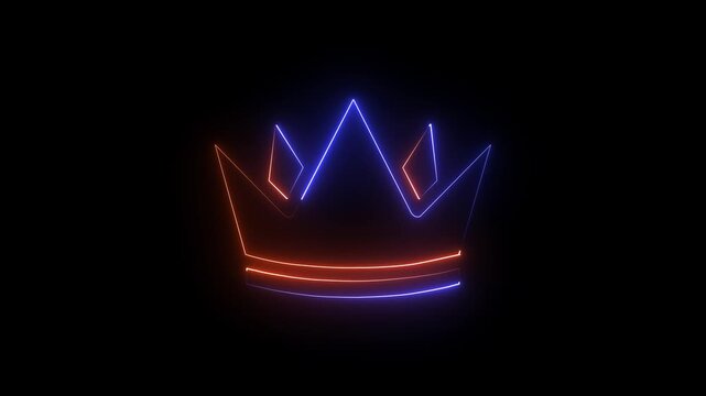 "Futuristic neon crown icon animation, glowing crown outline forming from light trails, smooth energy flow,