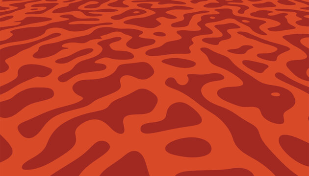 Red and orange abstract wavy reaction diffusion pattern creating a modern flowing organic liquid texture background.