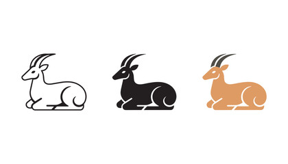 Gazelle lying down vector icon set graceful antelope silhouette graphic design element for wildlife and safari themes © TARU STOCKPLC