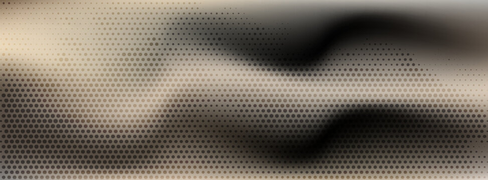 Abstract blurred gradient background banner with halftone dot pattern, modern luxury wave dark brown beige black corporate tech backdrop vector.