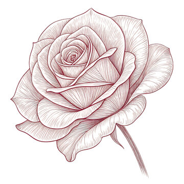 Vintage style rose illustration detailed engraving floral art for design projects