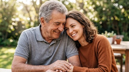 Fototapeta premium family bonding moments, a warm moment highlighting a person embracing their father with love