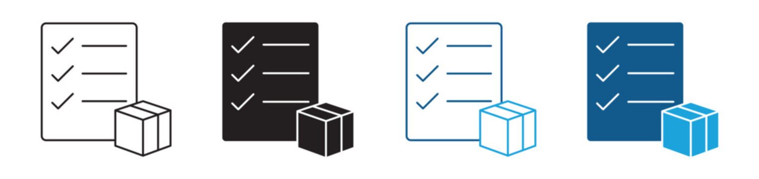 Inventory Control Icon Vector Collection in Outline and Solid Style for Stock Management and Warehouse Design