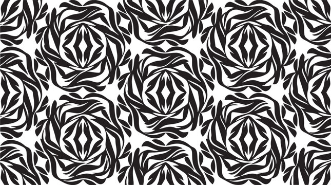 Seamless Black and White Geometric Pattern with Abstract Isometric Cubes and Intricate Escher Style Optical Illusion Grid